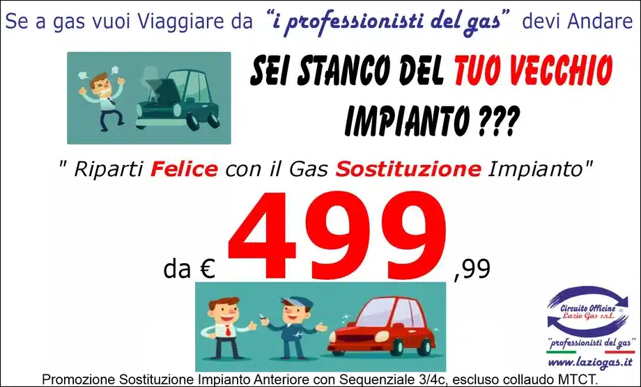 Promozione sostituzione impianto gas da 499,99 euro